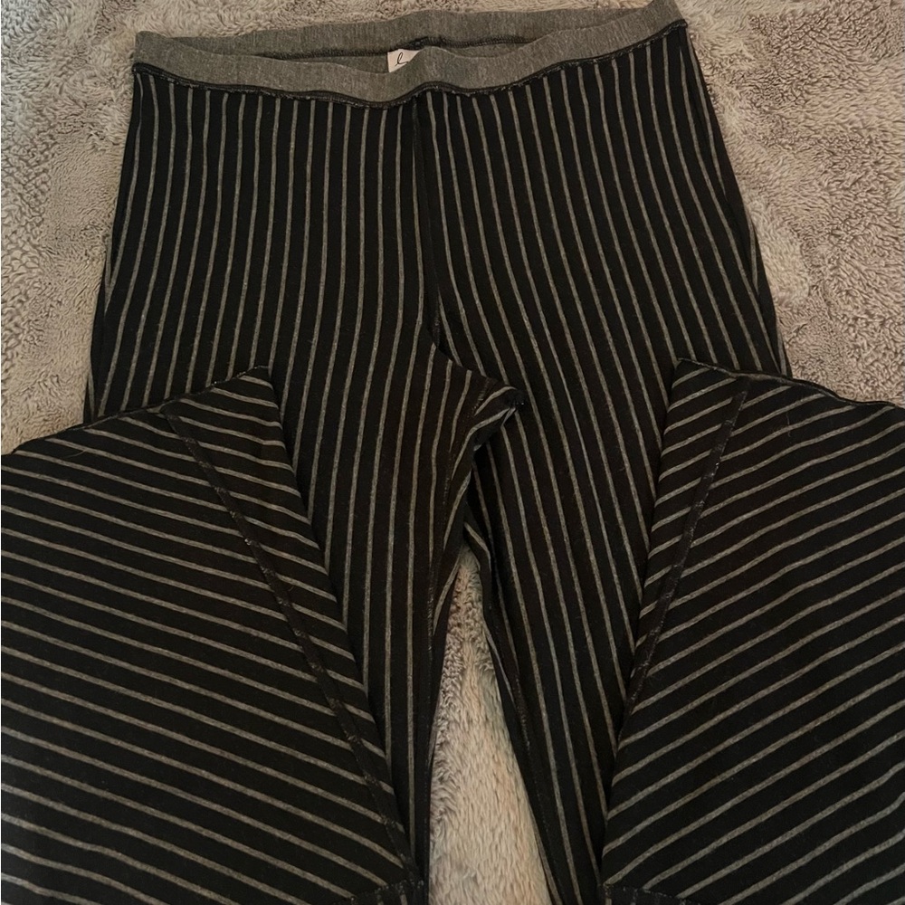 Chic Striped Flare Pants in Black and Gray